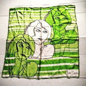 ❤️Rare PIERRE CARDIN JEUNESSE PARIS Op Art Face Silk Scarf 30x29
